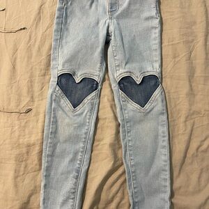 Old Navy Light Blue Jeans with Dark Blue Heart Patches